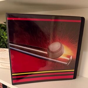 Baseball Card Collector's Album Red & Black Regular Ring W/12 Pro Card Sleeves